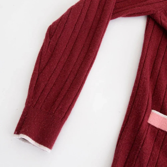 Draper James Maroon Pink 4% Cashmere 20% Wool Gold Button Up Cardigan Sweater S - Picture 9 of 10